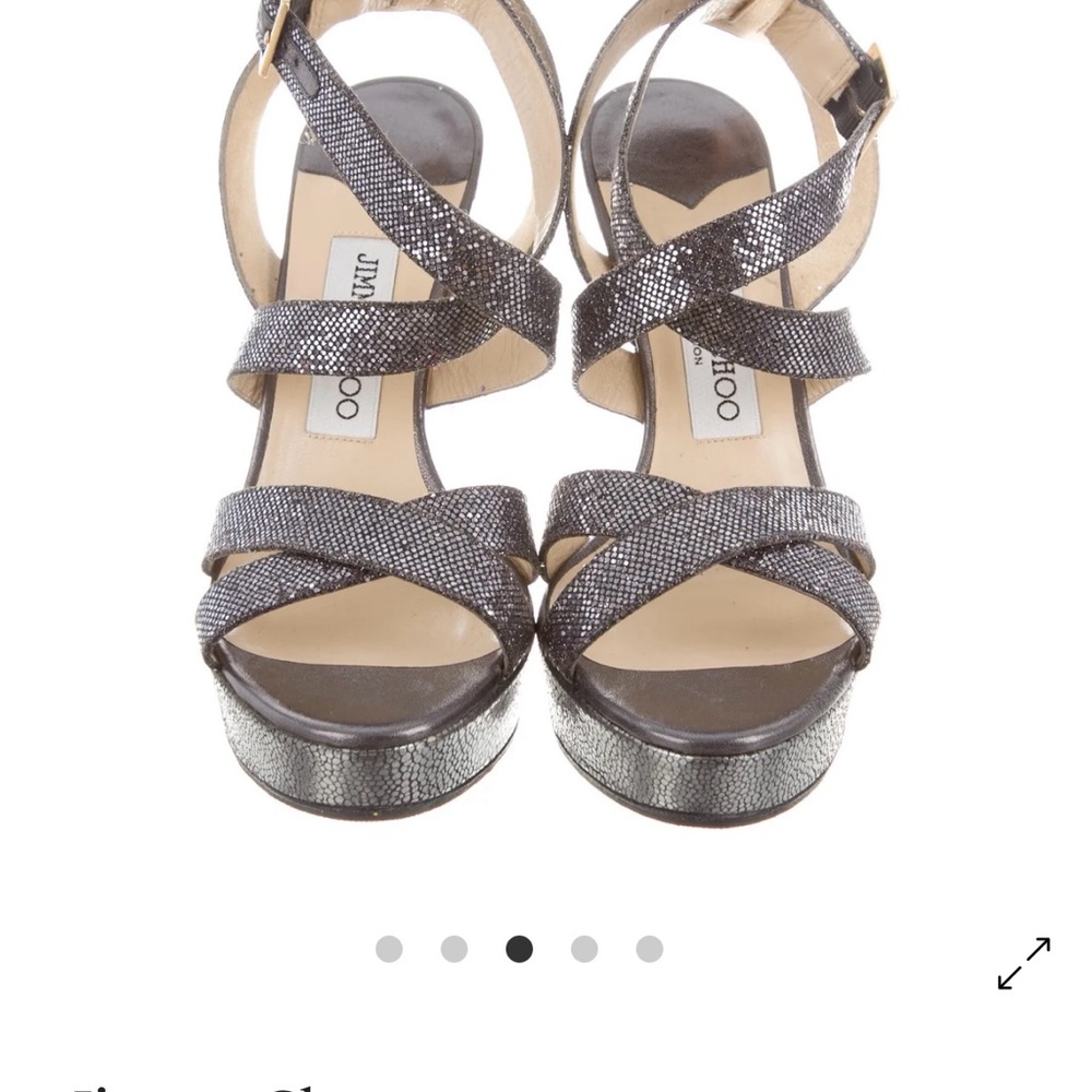Jimmy Choo Silver Platform Sandals with Strappy Design - Picture 3 of 6
